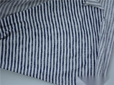 Navy Horizontal-Stripe Chunky Knit, Poly-Viscose, 190 gsm