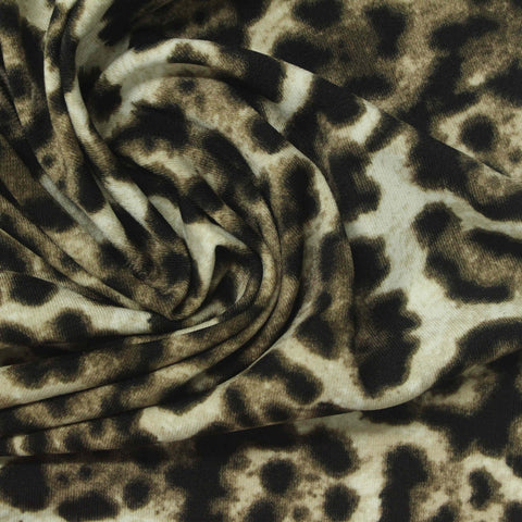 Black Leopard Linen-Look, Polyester, 250 gsm