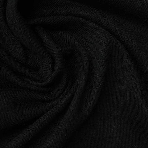 Polyester Cotton Jersey Knit Fabric, 133 gsm, 155 cm — Black