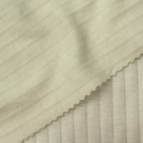 Polyester Cotton Rib Knit Fabric, 152 gsm, 160 cm — White