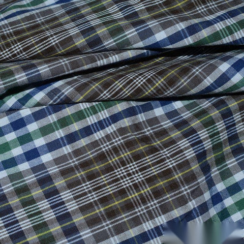 Blue Bold-Plaid Poplin, Cotton