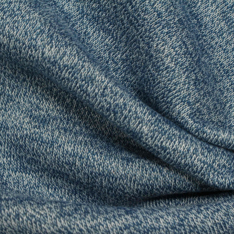 Blue Marl Interlock Knit, Poly-Cotton, 370 gsm