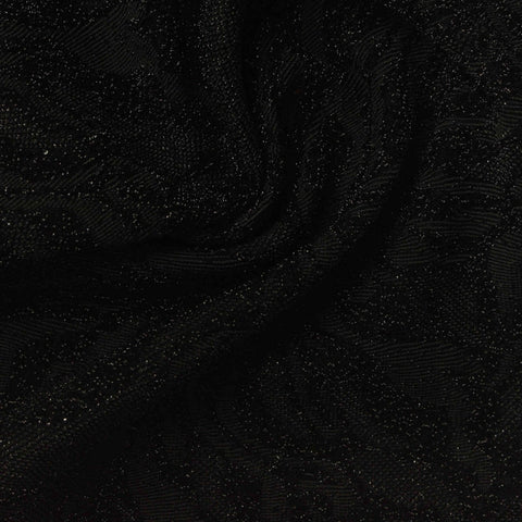 Jacquard Sequin Polyester Stretch Knit Fabric, 170 gsm, 170 cm — Black