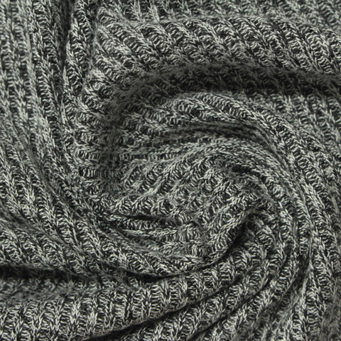 Grey Marl Rib Knit, Viscose-Poly, 230 gsm, 165 cm