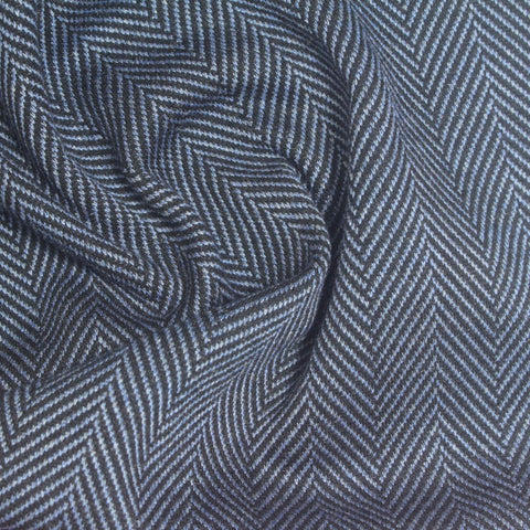Blue Herringbone Jacquard, Poly-Viscose