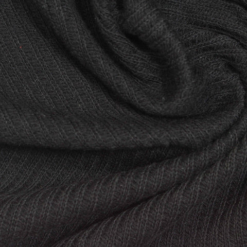 100% Cotton Rib Knit Fabric, 247 gsm, 135 cm — Black