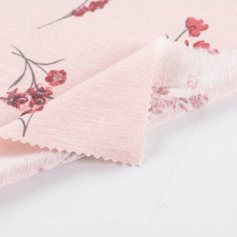 Red Floral Interlock Knit, Polyester