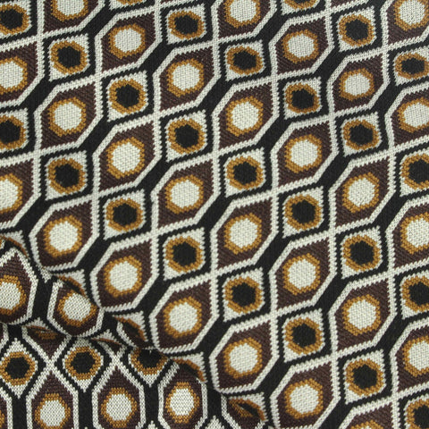 Black Hexagons Ponte Knit, Poly-Viscose