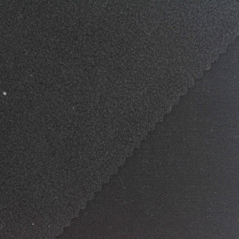 Polyester Viscose Stretch Fleece Fabric, 320 gsm, 160 cm — Black
