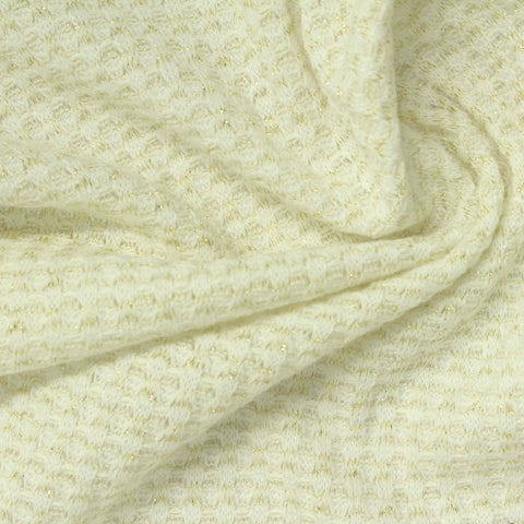 Cream Marl Waffle Knit, Poly-Viscose