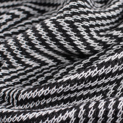 Black Chevron Chunky Knit, Cotton-Poly, 300 gsm