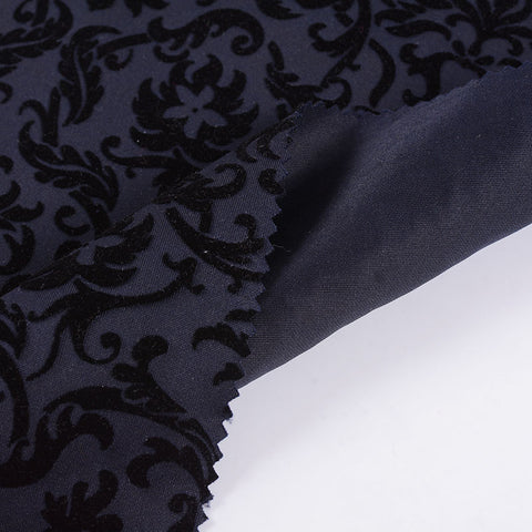 Dark Blue Floral Scuba Knit, Polyester