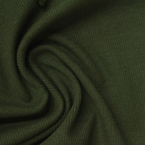 Dark Green Ribbed Rib Knit, Cotton-Poly