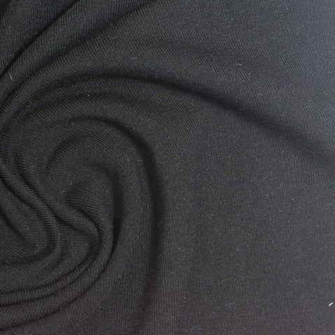 Polyester Viscose Stretch French Terry Fabric, 240 gsm, 160 cm — Black, ref EF-269398