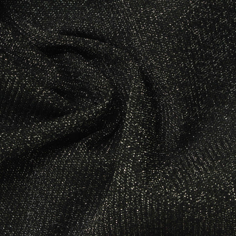 Black Marl Rib Knit, Polyester, 170 gsm