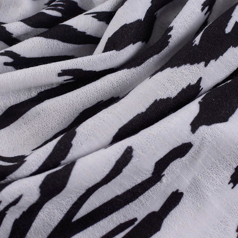 Black Zebra Jersey Knit, Polyester, 160 gsm