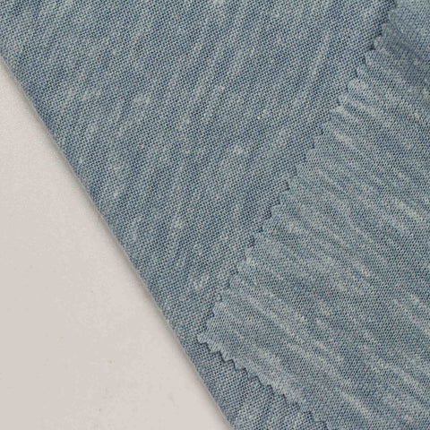Slub Polyester Cotton Chunky Knit Fabric, 150 gsm, 150 cm — Blue