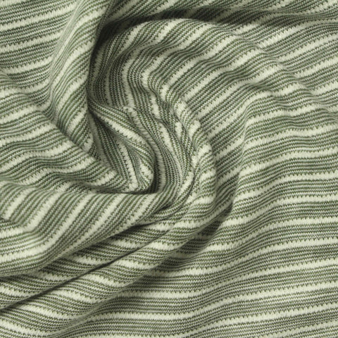 Dark Green Stripes Jersey Knit, Cotton-Poly, 165 gsm