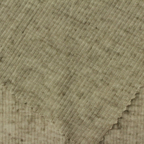 Light Brown Marl Rib Knit, Poly-Linen