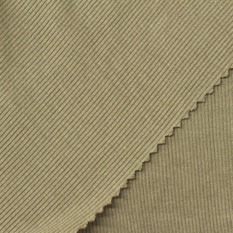Viscose Stretch Rib Knit Fabric, 256 gsm, 116 cm — Khaki