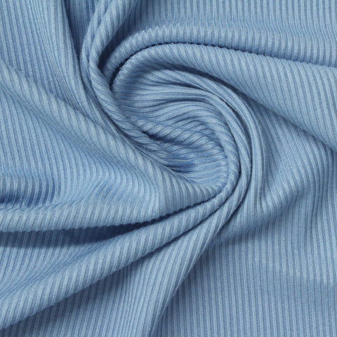 Dark Blue Stripes Rib Knit, Polyester, 200 gsm