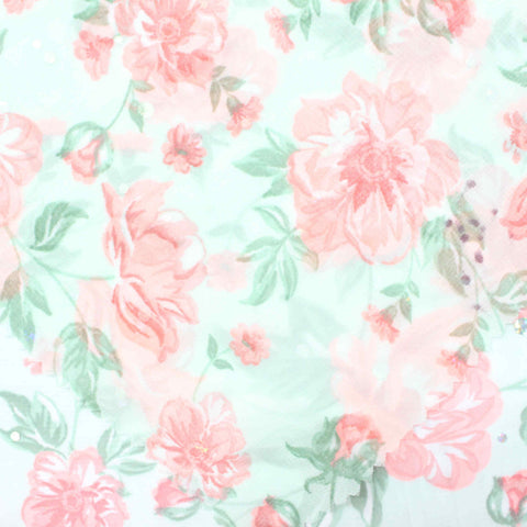 Pink Roses Chiffon, Polyester, 68 gsm