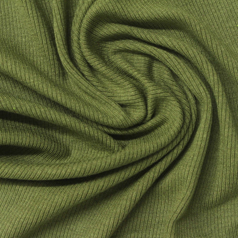 Viscose Stretch Rib Knit Fabric, 260 gsm, 150 cm — Green, ref EF-264275