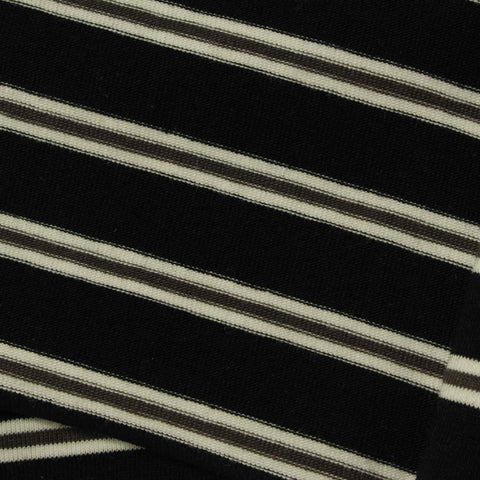 Black Horizontal-Stripe Jersey Knit, Cotton, 160 gsm
