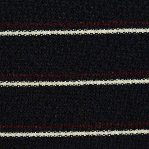 White Stripes Rib Knit, Viscose-Poly, 210 gsm