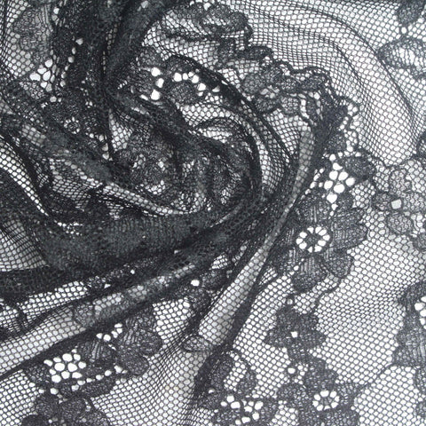 Black Floral Lace, Nylon-Spandex, 94 gsm