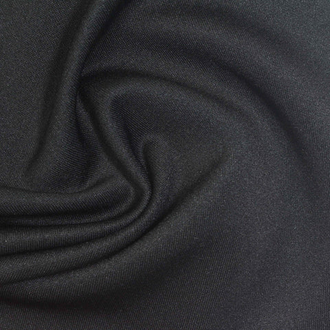 Polyester Viscose Stretch Scuba Knit Fabric, 265 gsm, 165 cm — Black