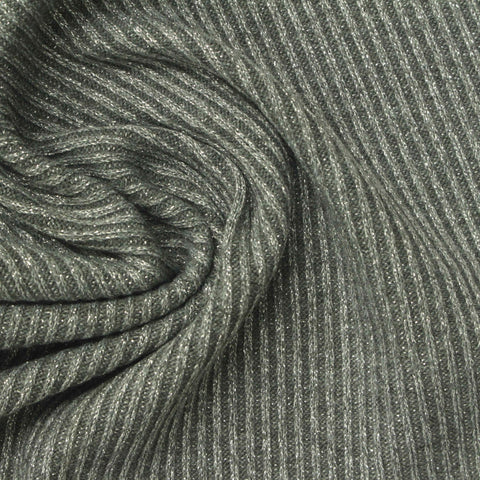 Grey Marl Rib Knit, Polyester, 360 gsm