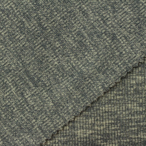 Grey Marl Rib Knit, Cotton-Poly, 384 gsm