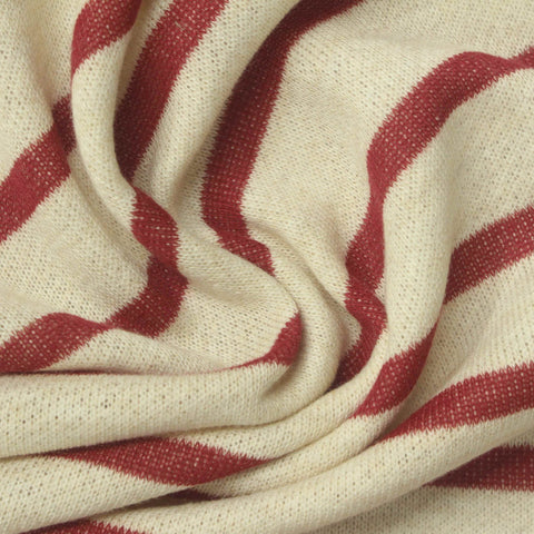 Red Horizontal-Stripe French Terry, Poly-Cotton, 235 gsm