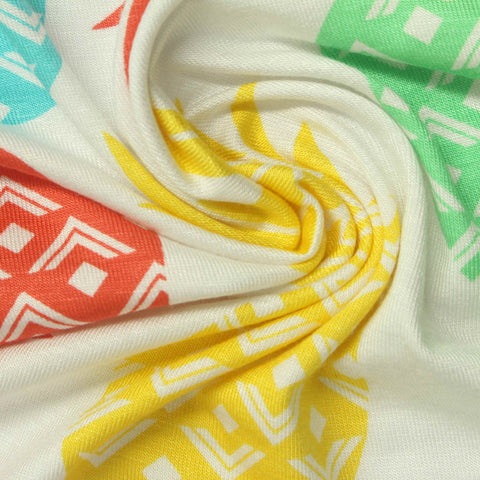 Bold Floral Viscose Stretch Jersey Knit Fabric, 180 gsm — White