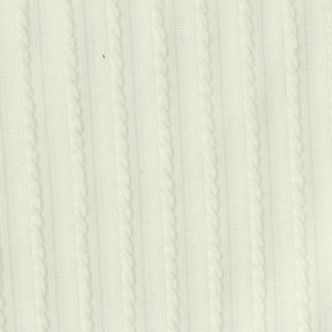 Jacquard Polyester Cotton Stretch Knit Fabric, 340 gsm, 140 cm — White