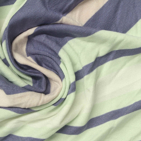 Blue Horizontal-Stripe Jersey Knit, Viscose, 180 gsm