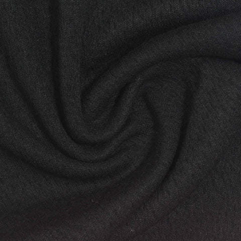 Viscose Polyester Stretch Interlock Knit Fabric, 352 gsm, 156 cm — Black