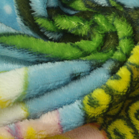 Bold Floral 100% Polyester Fleece Fabric, 190 gsm, 170 cm — Blue