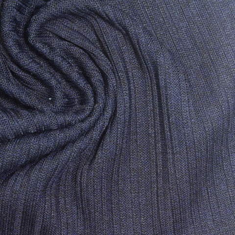 Viscose Polyester Stretch Rib Knit Fabric, 250 gsm, 145 cm — Navy