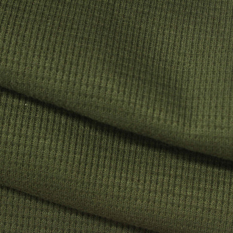 Olive Marl Waffle Knit, Cotton-Poly