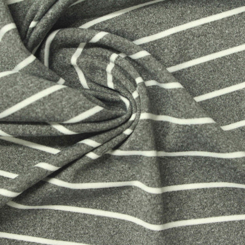 Heather Grey Horizontal-Stripe Milk Silk Knit, Polyester
