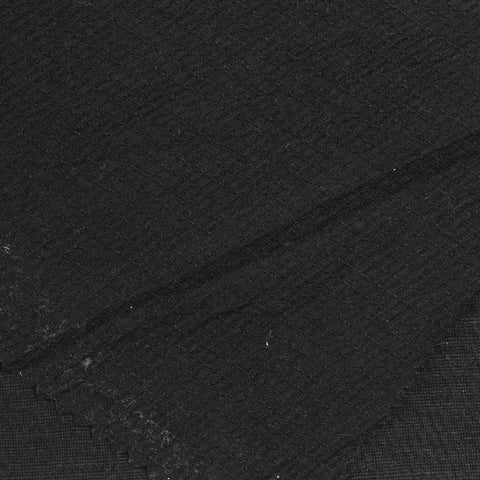 Polyester Viscose Stretch Crepe Fabric, 140 gsm, 150 cm — Black