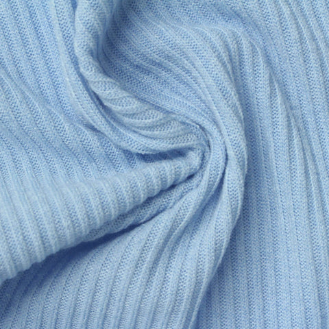 Polyester Stretch Rib Knit Fabric, 280 gsm, 140 cm — Blue