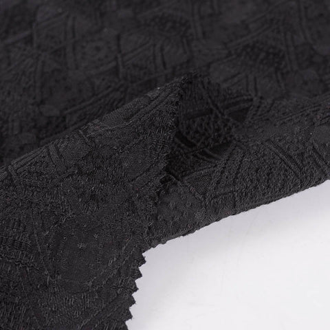 Black Geometric-Diamond Jacquard, Cotton-Poly, 297 gsm