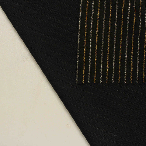 Gold Vertical-Stripe Knit, Nylon-Metallic