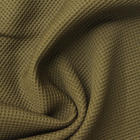 Polyester Stretch Waffle Knit Fabric, 310 gsm, 175 cm — Khaki