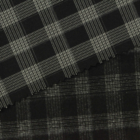 Dark Grey Check Woven, Poly-Viscose