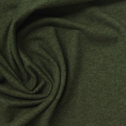 Dark Green Heathered-Marl Jersey Knit, Polyester, 185 gsm