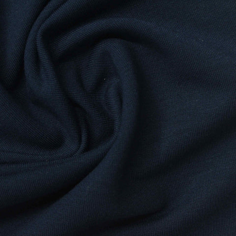 Polyester Viscose Stretch French Terry Fabric, 298 gsm, 170 cm — Navy